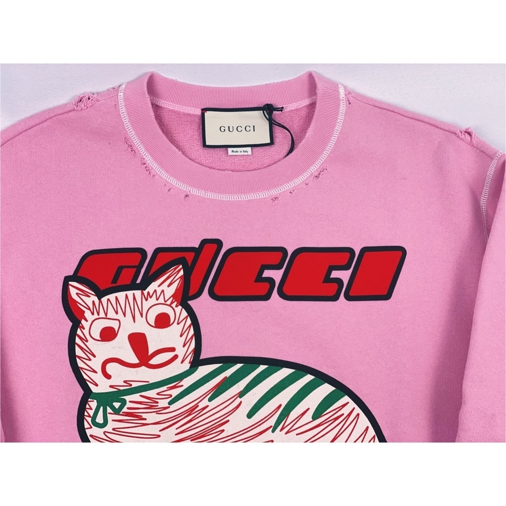 Gucci cat-print organic-cotton sweatshirt pink - Picture 11 of 15